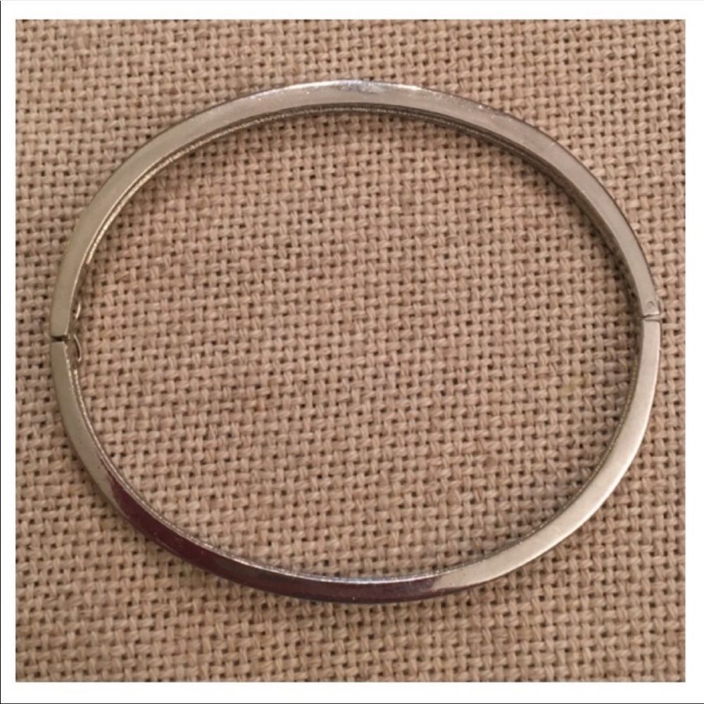 Silvertone Hinged Bangle Rhinestones Safety Clasp